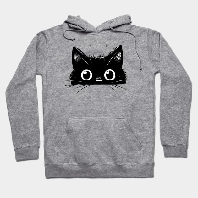 Funny Black Sneaky Cat Hoodie by PhotoSphere